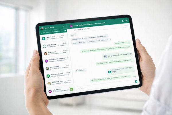 TI-Messenger auf einem Tablet in Händen